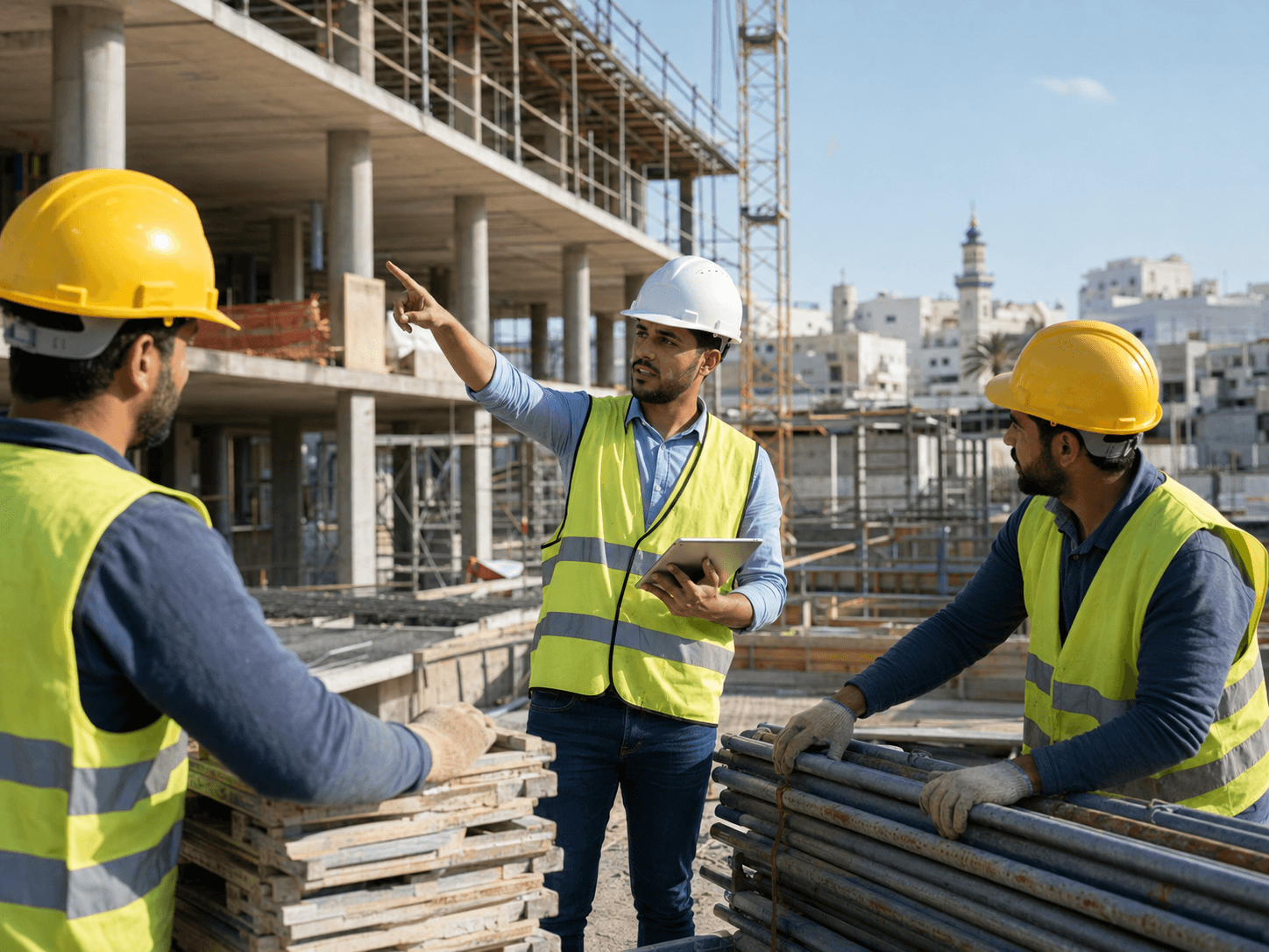 Conducteur de travaux sur un chantier
